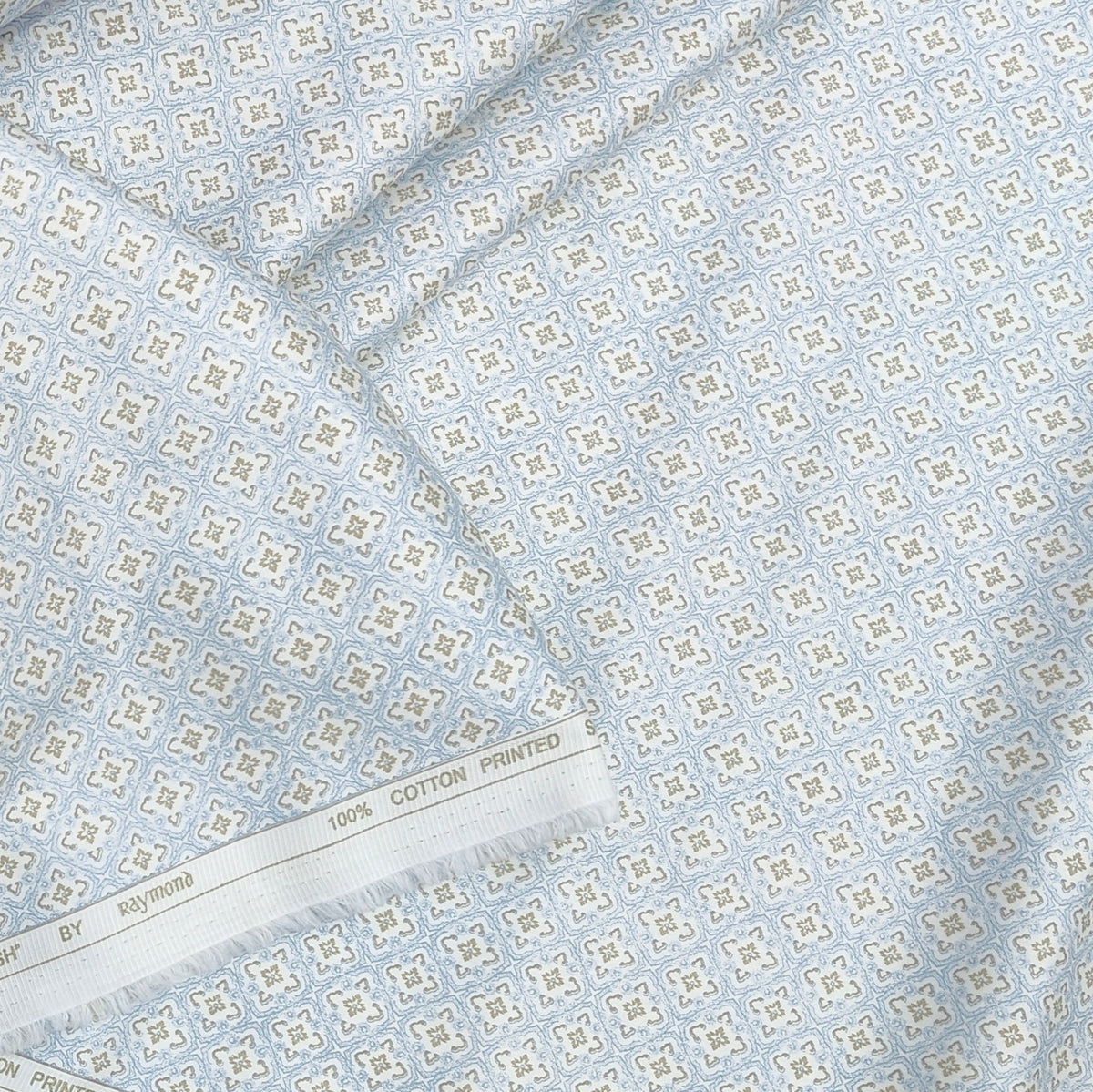 Shirt Fabric Raymond 100% Giza Cotton Print Colour Light Blue