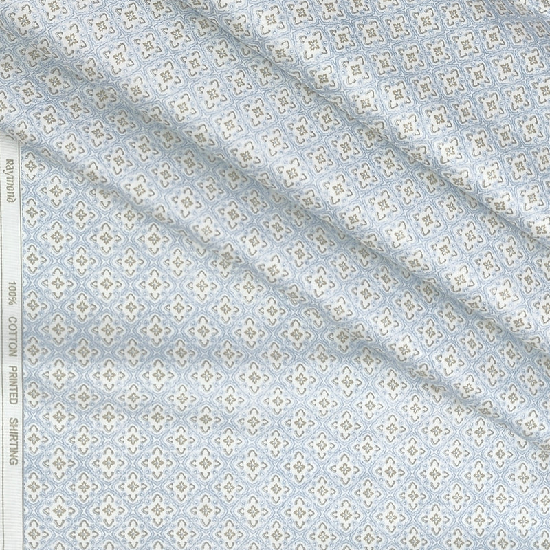 Shirt Fabric Raymond 100% Giza Cotton Print Colour Light Blue