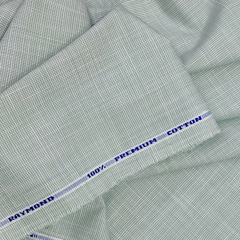 Shirt Fabric Raymond 100% Cotton Slub Colour Dry Green