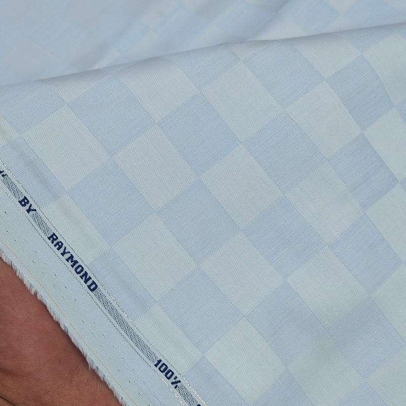 Shirt Fabric Raymond Premium Giza Cotton Check With Jacquard Colour Light Blue