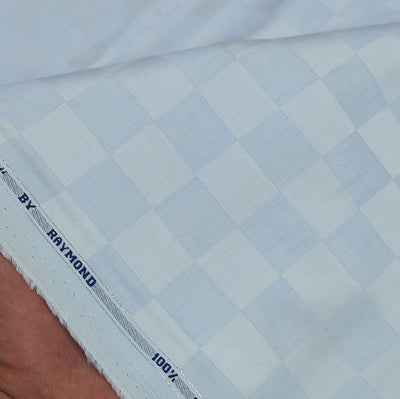 Shirt Fabric Raymond Premium Giza Cotton Check With Jacquard Colour Light Blue