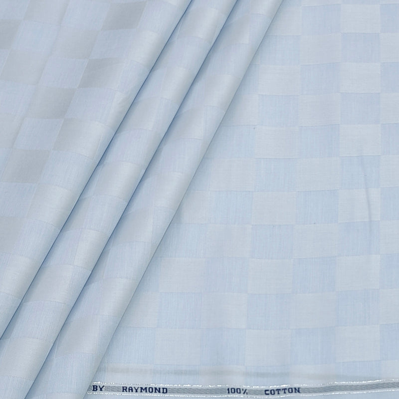Shirt Fabric Raymond Premium Giza Cotton Check With Jacquard Colour Light Blue