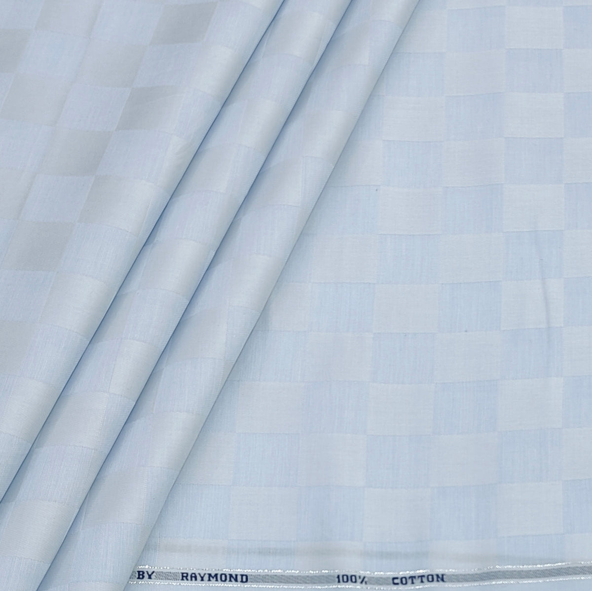 Shirt Fabric Raymond Premium Giza Cotton Check With Jacquard Colour Light Blue