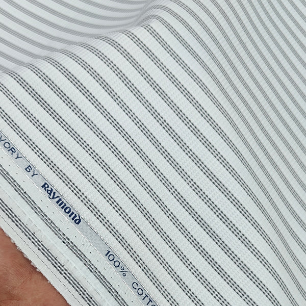 Shirt Fabric Raymond 100% Giza Cotton Premium Jacquard With Lining Colour White