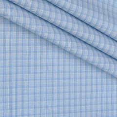 Shirt Fabric Raymond 100% Giza Cotton Premium Check Colour Ocean Blue