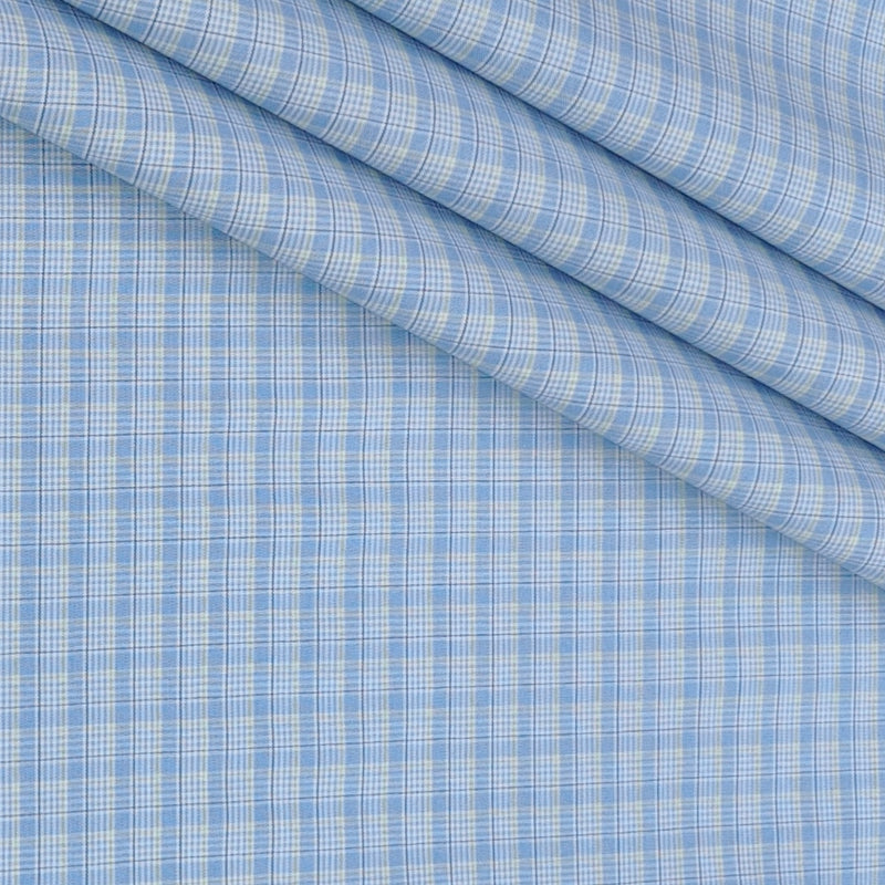 Shirt Fabric Raymond 100% Giza Cotton Premium Check Colour Ocean Blue