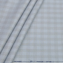 Shirt Fabric Raymond 100% Giza Cotton Premium Zigzag Colour Light Grey N Light Blue