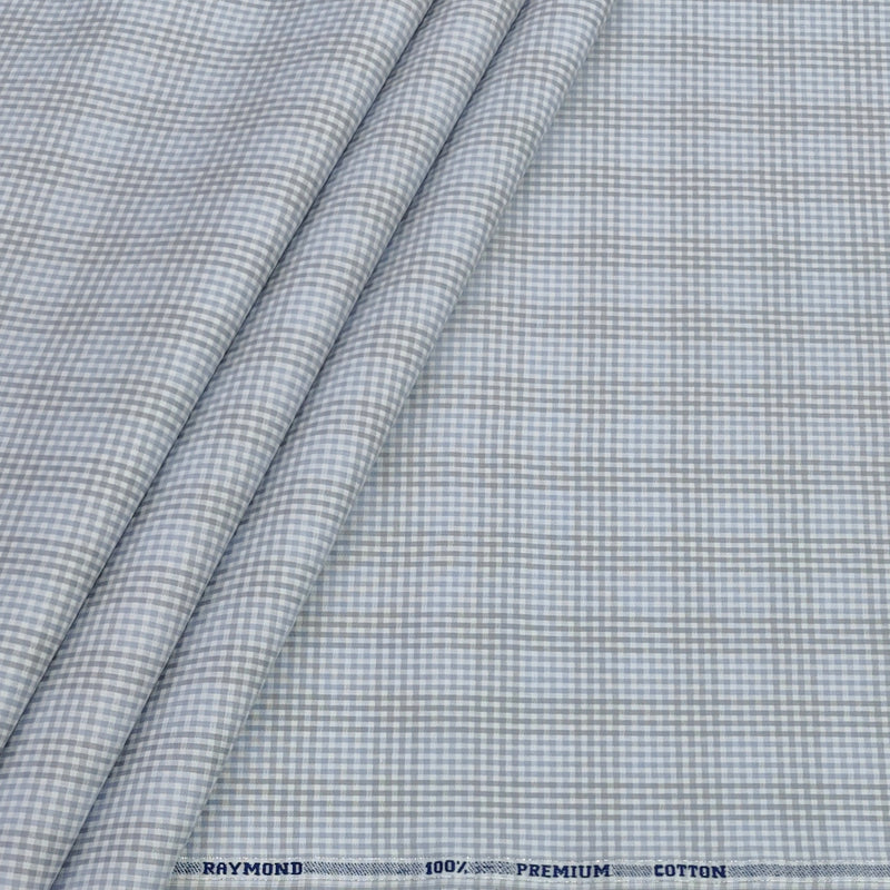 Shirt Fabric Raymond 100% Giza Cotton Premium Zigzag Colour Light Grey N Light Blue
