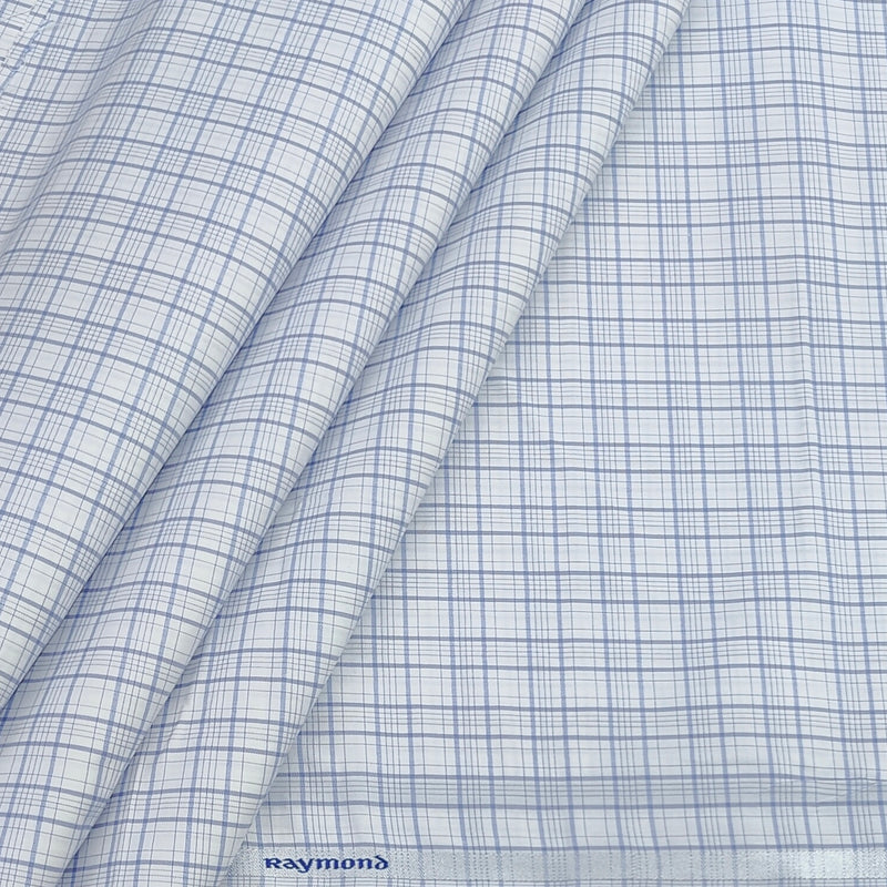 Shirt Fabric Raymond 100% Giza Cotton Premium Check Colour Light Purple N White