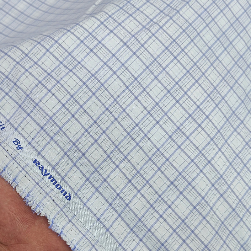 Shirt Fabric Raymond 100% Giza Cotton Premium Check Colour Light Purple N White