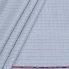 Shirt Fabric Raymond 100% Giza Cotton Premium Check Colour Light Blue