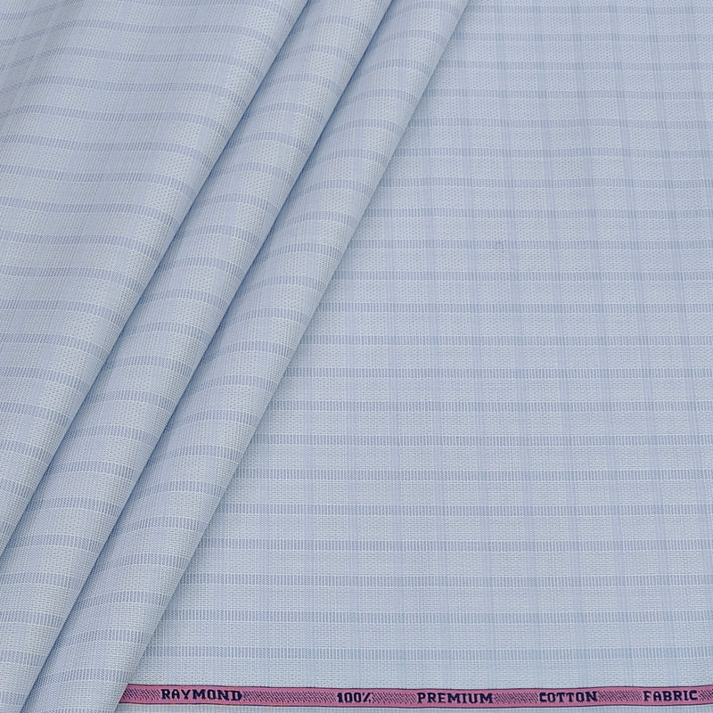 Shirt Fabric Raymond 100% Giza Cotton Premium Check Colour Light Blue