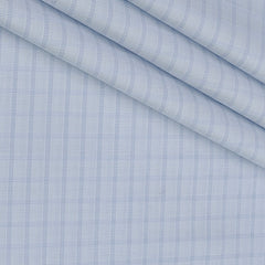 Shirt Fabric Raymond 100% Giza Cotton Premium Check Colour Light Blue