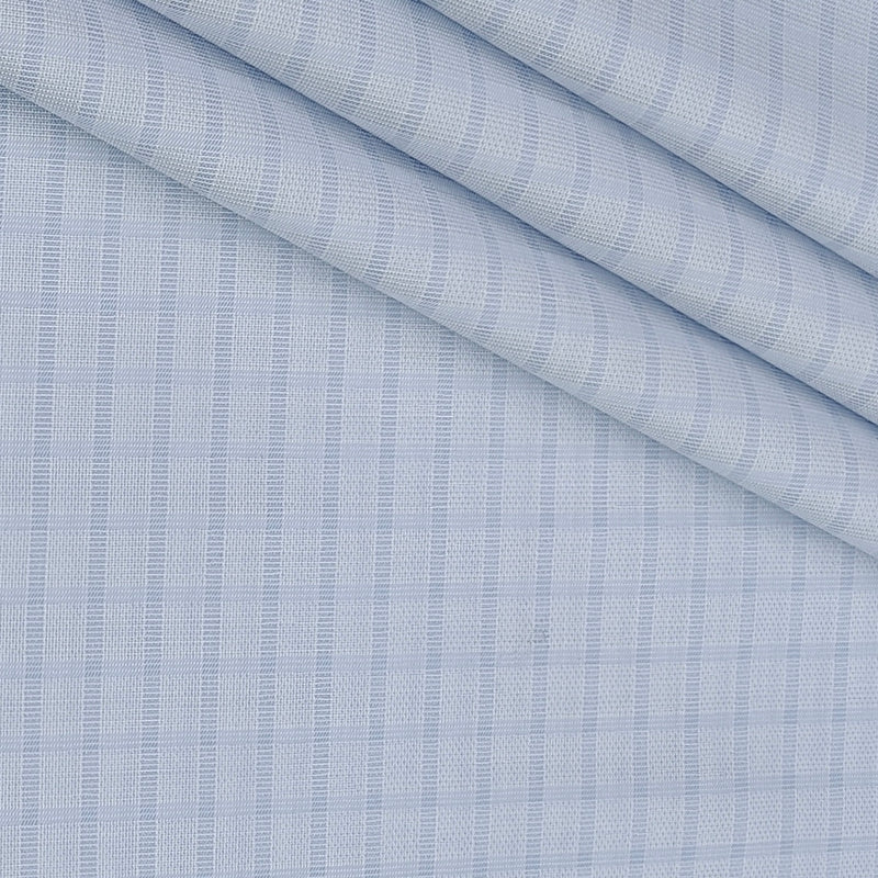 Shirt Fabric Raymond 100% Giza Cotton Premium Check Colour Light Blue
