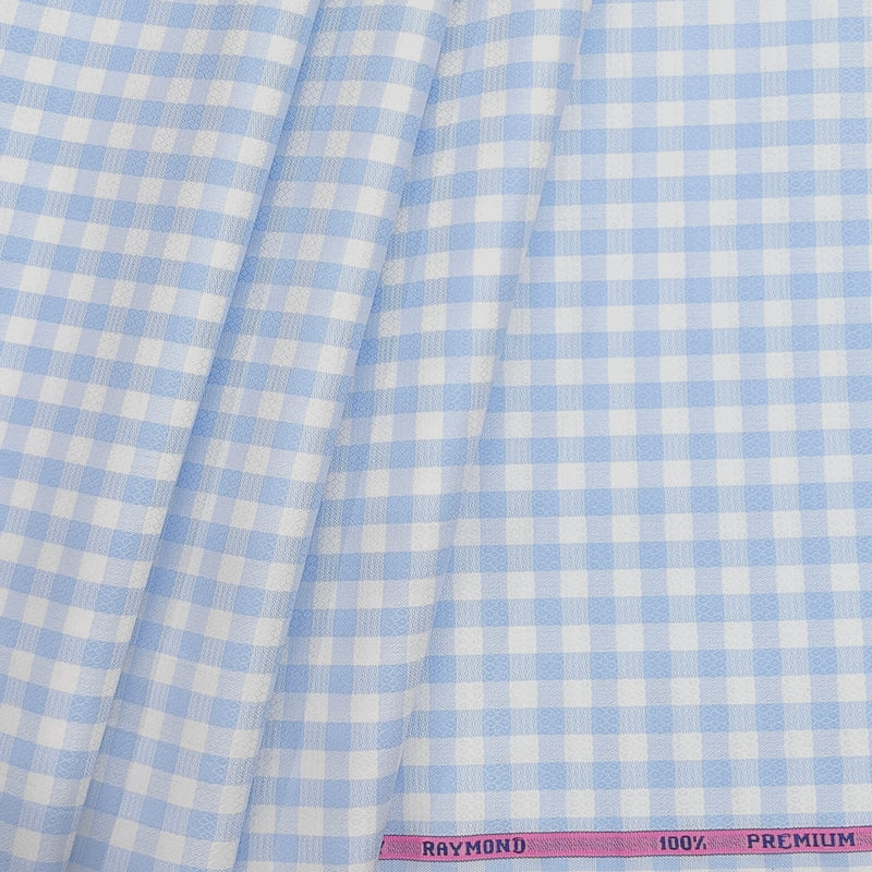 Shirt Fabric Raymond Premium Giza Cotton Check With Jacquard Colour Blue N White