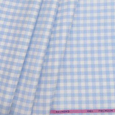 Shirt Fabric Raymond Premium Giza Cotton Check With Jacquard Colour Blue N White