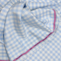 Shirt Fabric Raymond Premium Giza Cotton Check With Jacquard Colour Blue N White