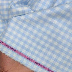 Shirt Fabric Raymond Premium Giza Cotton Check With Jacquard Colour Blue N White