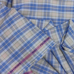 Shirt Fabric Raymond 100% Giza Cotton Premium Check Colour Blue N Brown