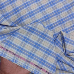 Shirt Fabric Raymond 100% Giza Cotton Premium Check Colour Blue N Brown