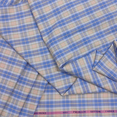 Shirt Fabric Raymond 100% Giza Cotton Premium Check Colour Blue N Brown