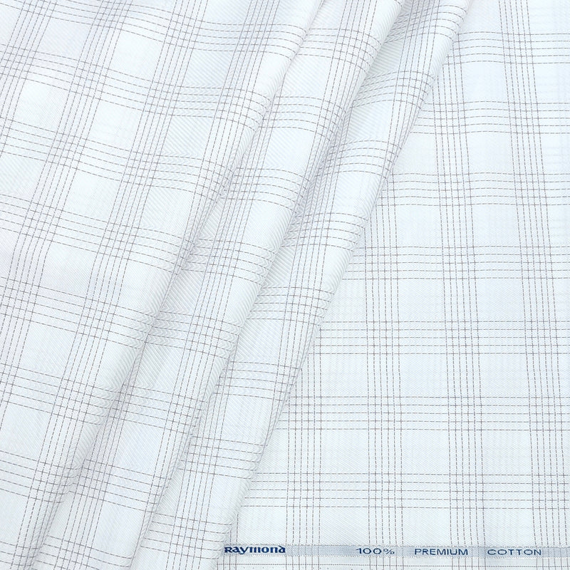 Shirt Fabric Raymond Premium Giza Cotton Check With Jacquard Colour White
