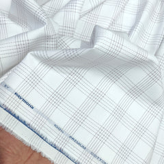 Shirt Fabric Raymond Premium Giza Cotton Check With Jacquard Colour White