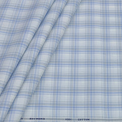Shirt Fabric Raymond 100% Giza Cotton Premium Check Colour Blue N White