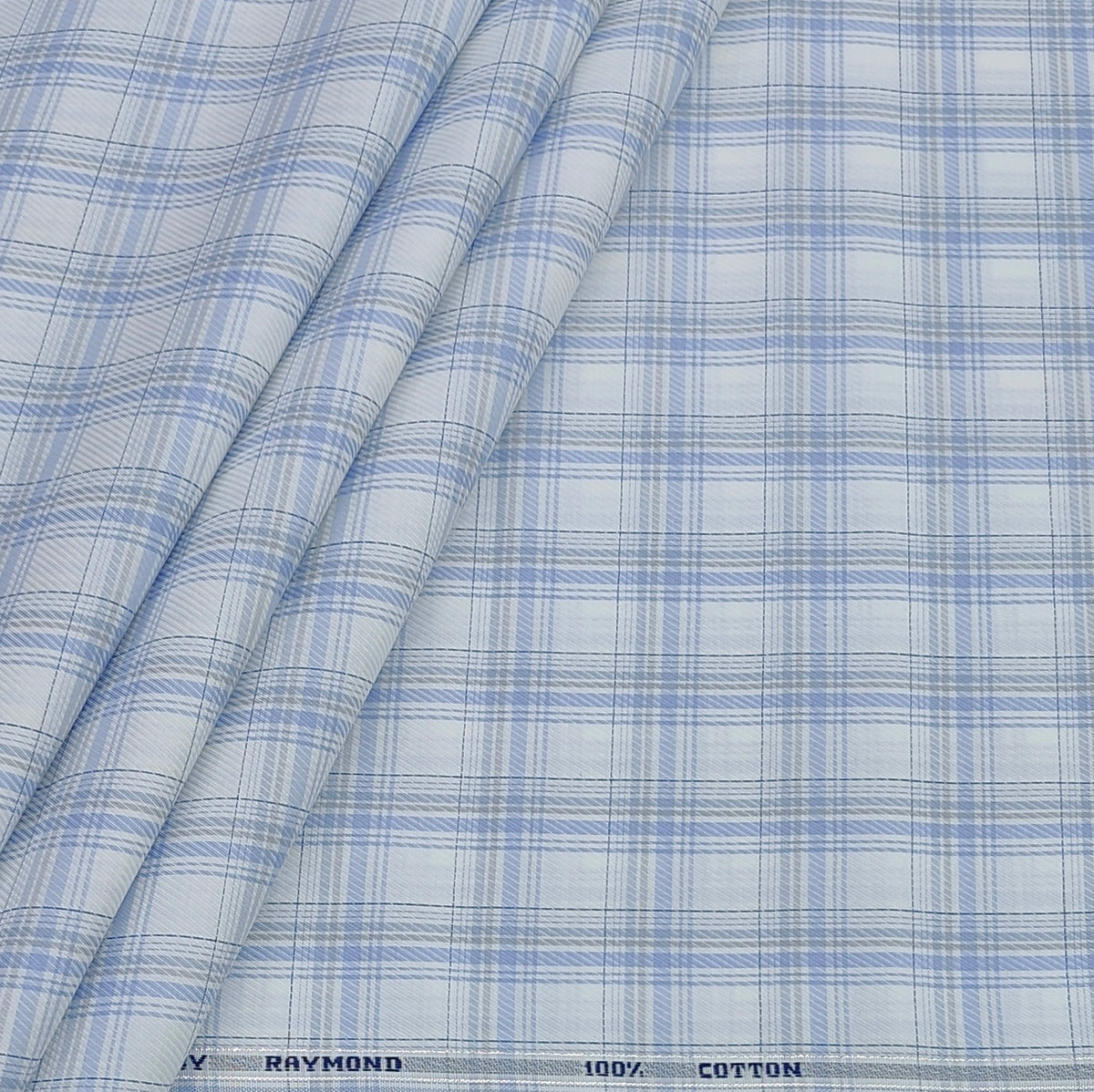 Shirt Fabric Raymond 100% Giza Cotton Premium Check Colour Blue N White