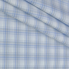 Shirt Fabric Raymond 100% Giza Cotton Premium Check Colour Blue N White