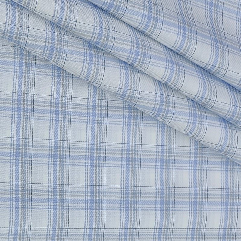 Shirt Fabric Raymond 100% Giza Cotton Premium Check Colour Blue N White