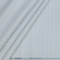Shirt Fabric Raymond 100% Giza Cotton Premium Check Colour Light Blue N White