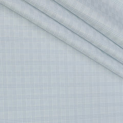 Shirt Fabric Raymond 100% Giza Cotton Premium Check Colour Light Blue N White