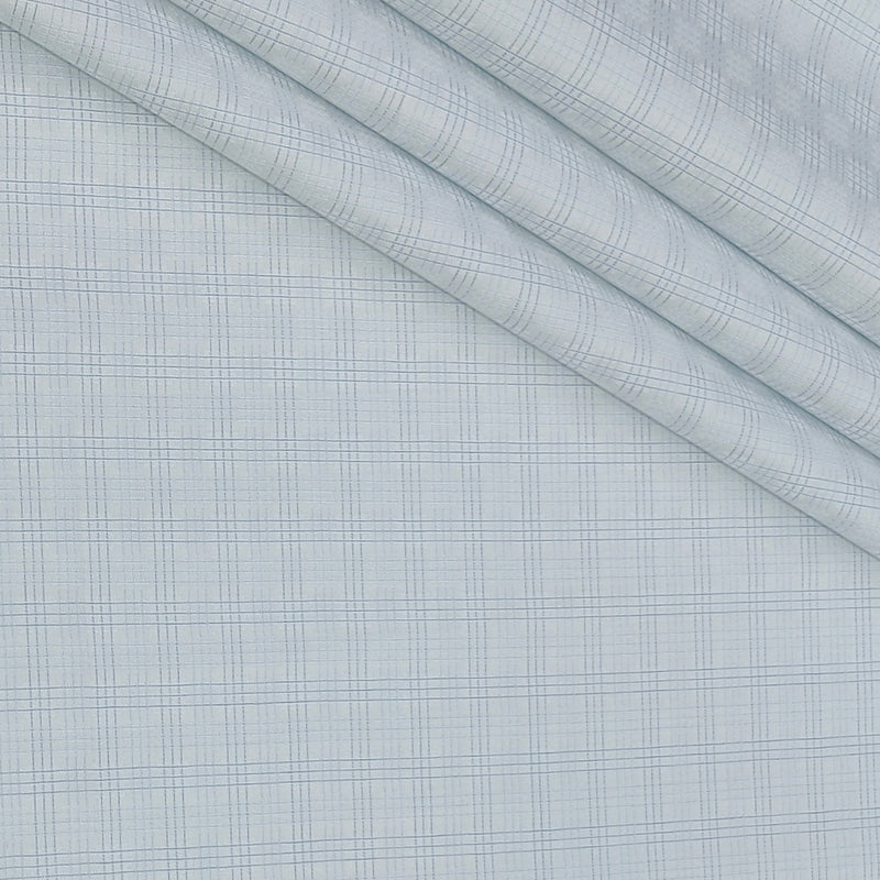 Shirt Fabric Raymond 100% Giza Cotton Premium Check Colour Light Blue N White
