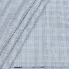 Shirt Fabric Raymond 100% Giza Cotton Premium Check Colour Blue N White