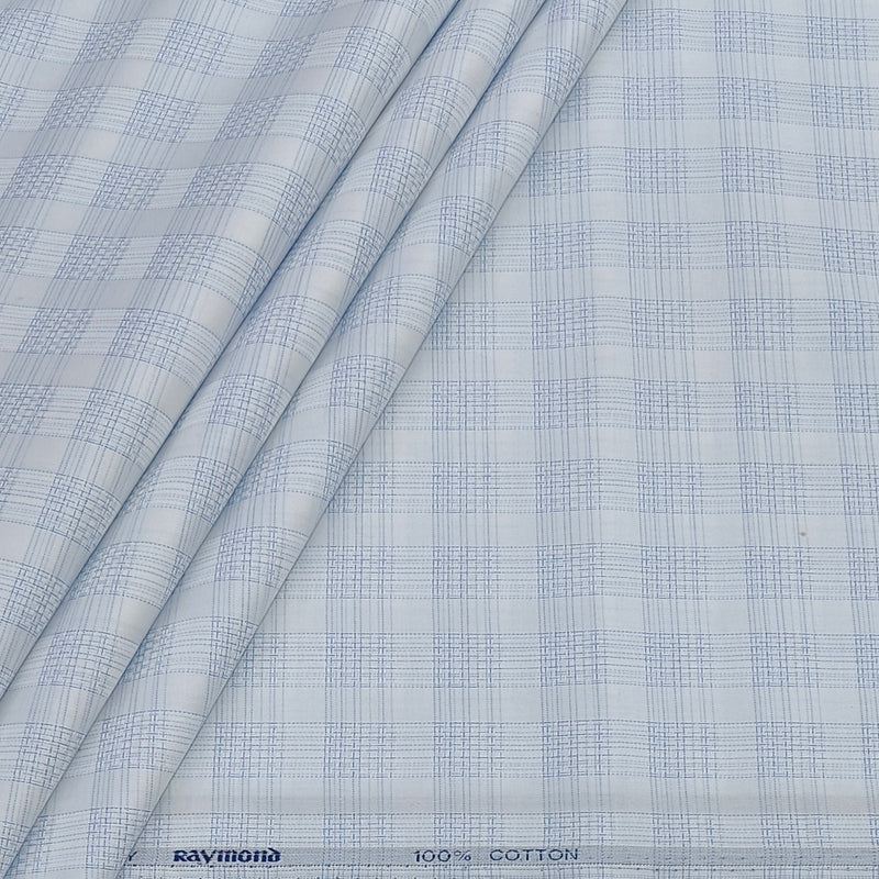 Shirt Fabric Raymond 100% Giza Cotton Premium Check Colour Blue N White