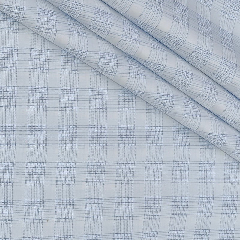 Shirt Fabric Raymond 100% Giza Cotton Premium Check Colour Blue N White