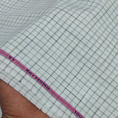 Shirt Fabric Raymond 100% Cotton Check With Slub Colour Grey N White