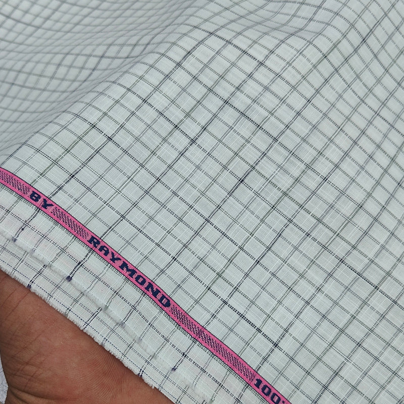Shirt Fabric Raymond 100% Cotton Check With Slub Colour Grey N White