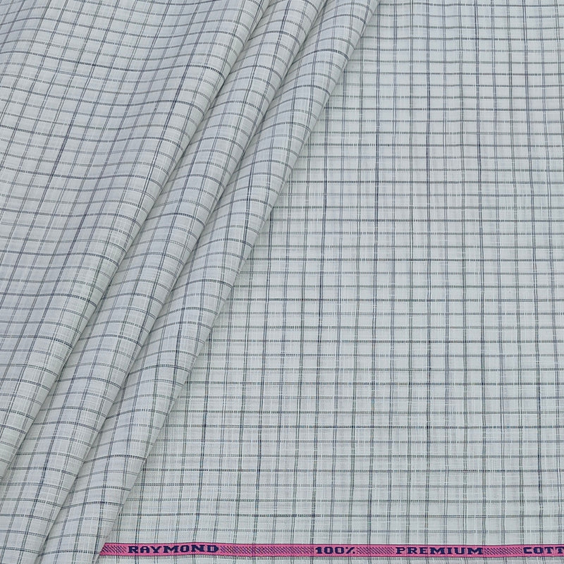 Shirt Fabric Raymond 100% Cotton Check With Slub Colour Grey N White