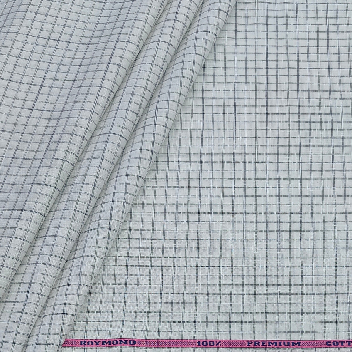 Shirt Fabric Raymond 100% Cotton Check With Slub Colour Grey N White