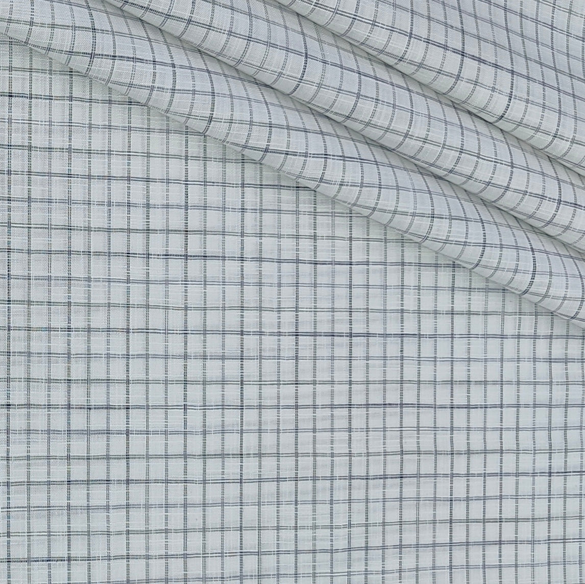 Shirt Fabric Raymond 100% Cotton Check With Slub Colour Grey N White