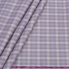 Shirt Fabric Raymond Premium Giza Cotton Check With Jacquard Colour Faded Lavender