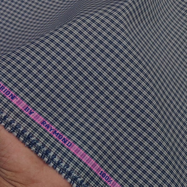 Shirt Fabric Raymond Premium Giza Small Cotton Check Colour Blueish Brown