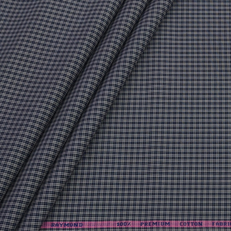 Shirt Fabric Raymond Premium Giza Small Cotton Check Colour Blueish Brown