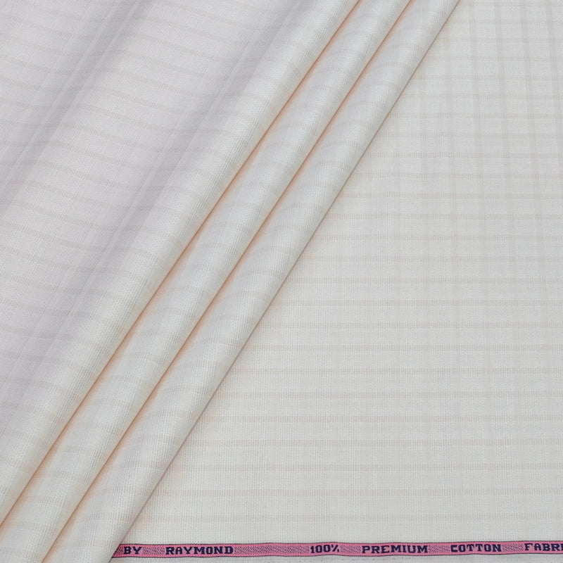 Shirt Fabric Raymond Premium Giza Cotton Check With Jacquard Colour Mystirose Peach