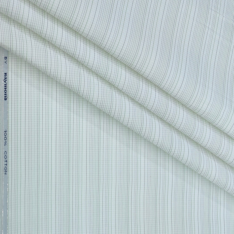 Shirt Fabric Raymond Premium Giza Cotton Lining With Dobby Colour Green N White