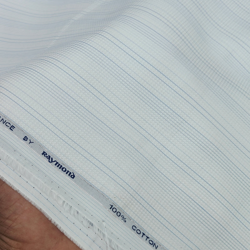 Shirt Fabric Raymond Premium Giza Cotton Lining With Dobby Colour Blue N White