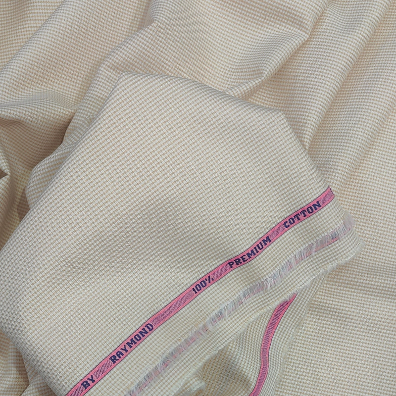 Shirt Fabric Raymond 100% Giza Cotton Premium Pin Check Colour Light Brown
