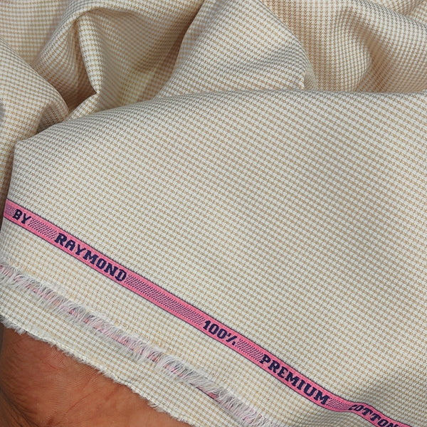 Shirt Fabric Raymond 100% Giza Cotton Premium Pin Check Colour Light Brown